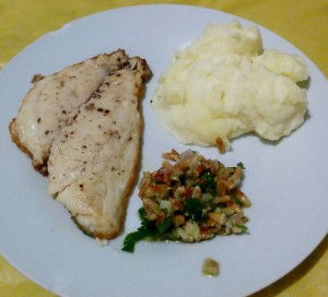 Pan-fried Sea Bream with Skordalia and a Pine Nut Vinaigrette